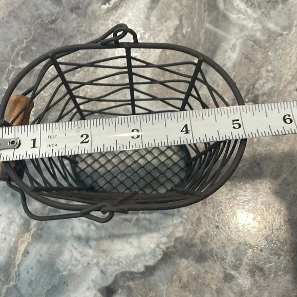 Wire baskets with wooden handle (set of 3) Rustic look - Picture 9 of 10
